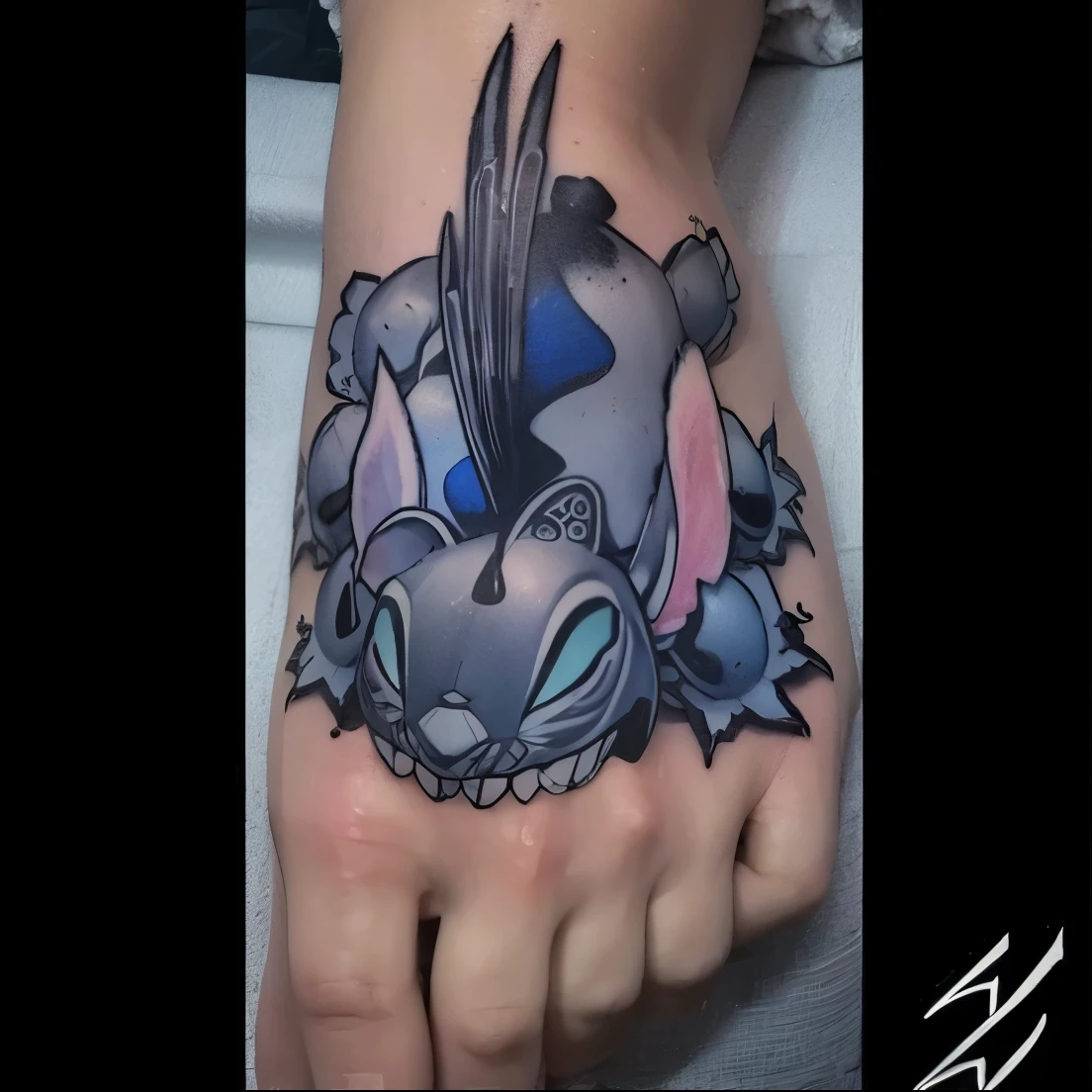 Preto e branco, decalque de tatuagem.
