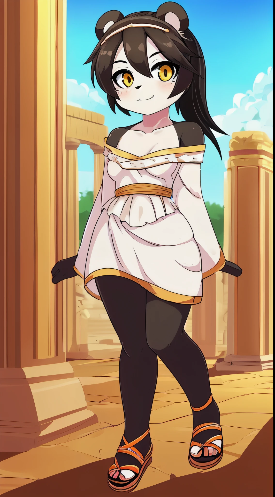 beautiful young female warrior fighter with cat ears on her head, com rosto bem detalhado e bonito, belos olhos, belos olhos, rosto lindo, beautiful young woman wearing long brown leggings with black details, sueter apertado branco, standing in a castle, usando bota preta, cabelo comprido com franja preto, ,orelhas de gato, belo sorriso, tomboy, um pouco musculosa,suter branco com cinta em volta, olhar serio,usando jaqueta de couro apertado preto, com ombreiras de prata nos ombros