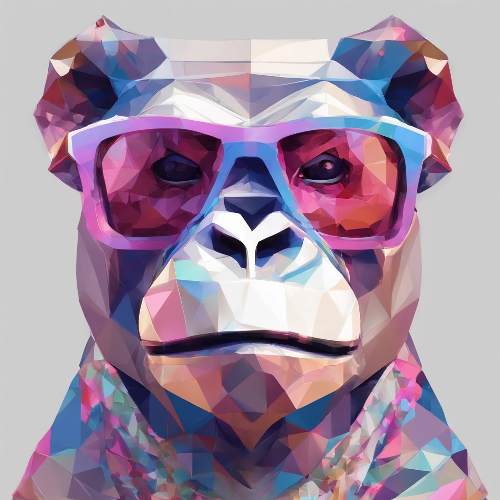 Perfect alignment, Cute little gothic lolita gorilla wearing a jacket,Crystal Vase,Rose flower, Wearing sunglasses, cheerfulness, Standing position, Abstract beauty, Centered, Looking at the camera, Facing the camera, Approaching perfection, Dynamic, Highly detailed, Smooth, Sharp Focus, 8K, hight resolution, Illustration, art by carne griffiths and wadim kashin, White background、Colorful Sunglasses、wearing a baseball cap