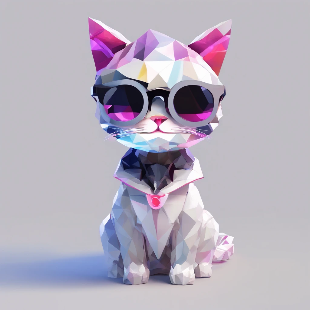 Perfect alignment, Cute little Gothic Loli cat wearing a jacket,Crystal Vase,Rose flower, Wearing sunglasses, cheerfulness, Standing position, Abstract beauty, Centered, Looking at the camera, Facing the camera, Approaching perfection, Dynamic, Highly detailed, Smooth, Sharp Focus, 8K, hight resolution, Illustration, art by carne griffiths and wadim kashin, White background、Colorful Sunglasses、wearing a baseball cap