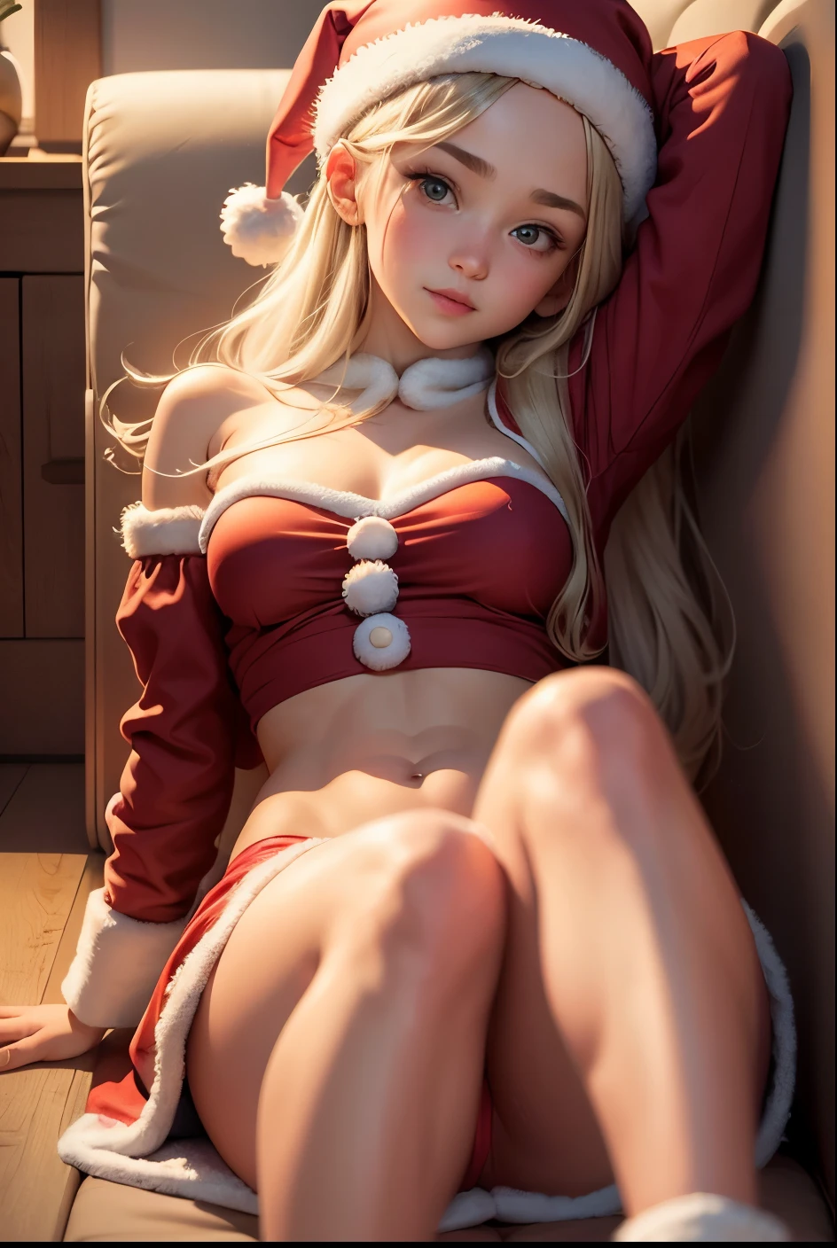 cute girl, Santa Clause