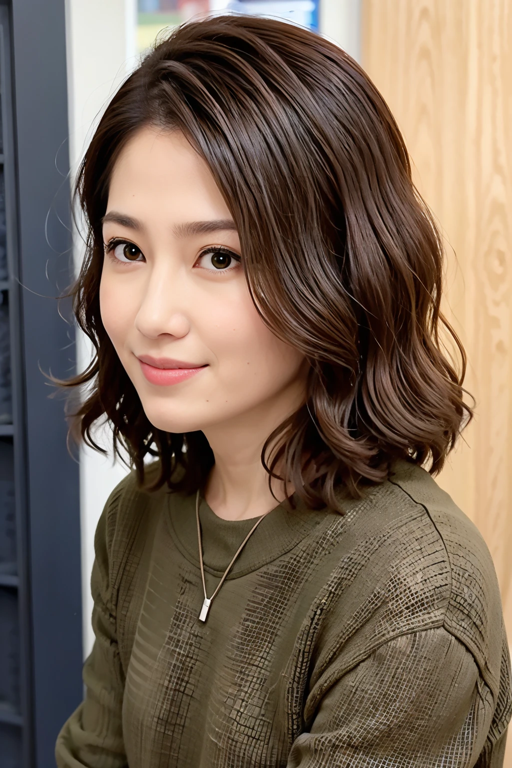 Base hair color is dark brown、White background