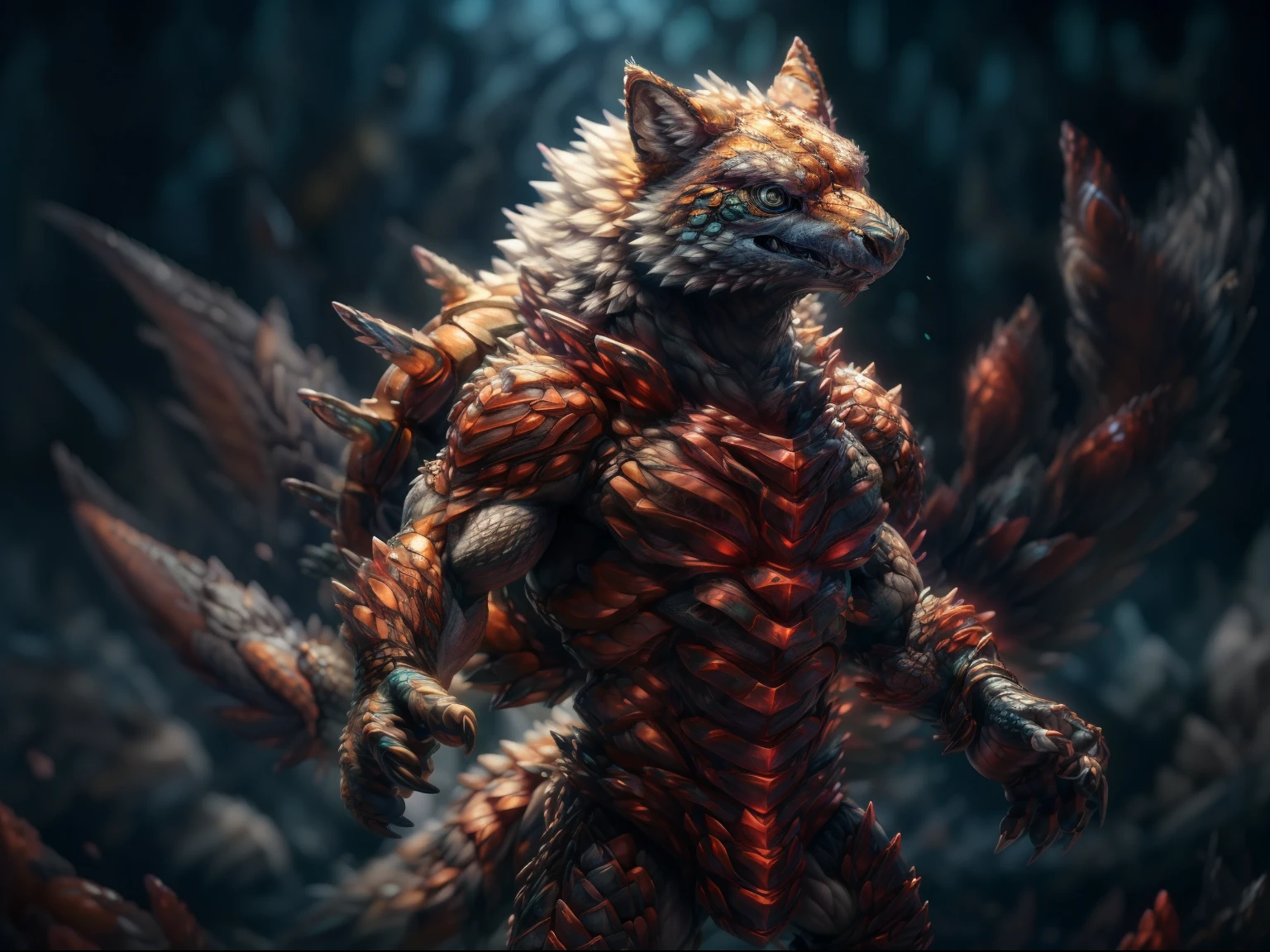 highly detailed fantasy art，1animal（gray wolf）anthropomorphic turtle、Full body standing painting，Ultra-burly body，highly details eye，pretty eyes，Detailed beautiful face，The body of the animal、furred、musculature、Intricate openwork pattern armor，Thick wild haintasy setting，Full body standing painting，dynamicposes，white backgrounid，2D character concept，character art，Character portrait，tmasterpiece，best qualtiy，Best resolution，Strong visual impact，8K