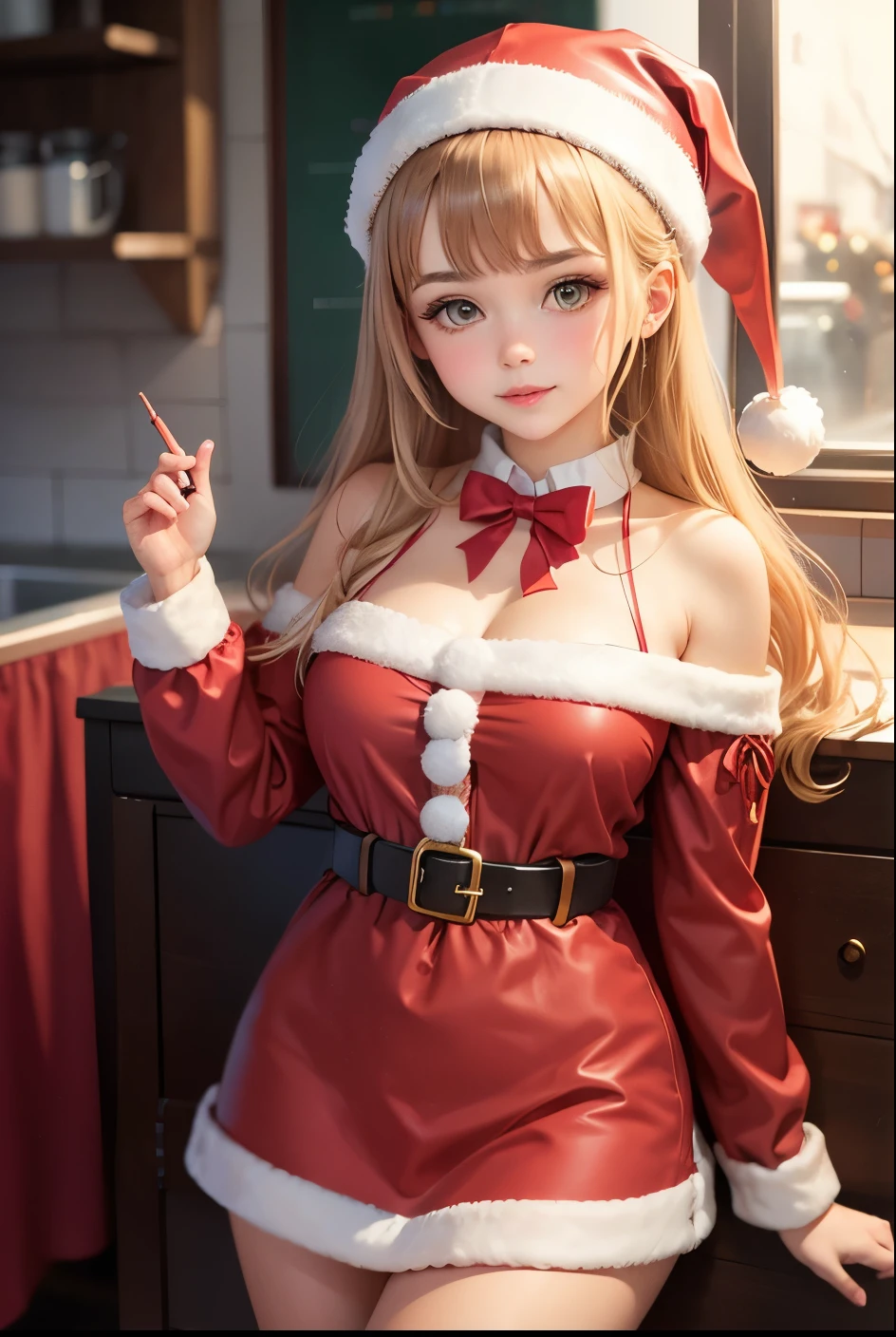 cute girl, Santa Clause