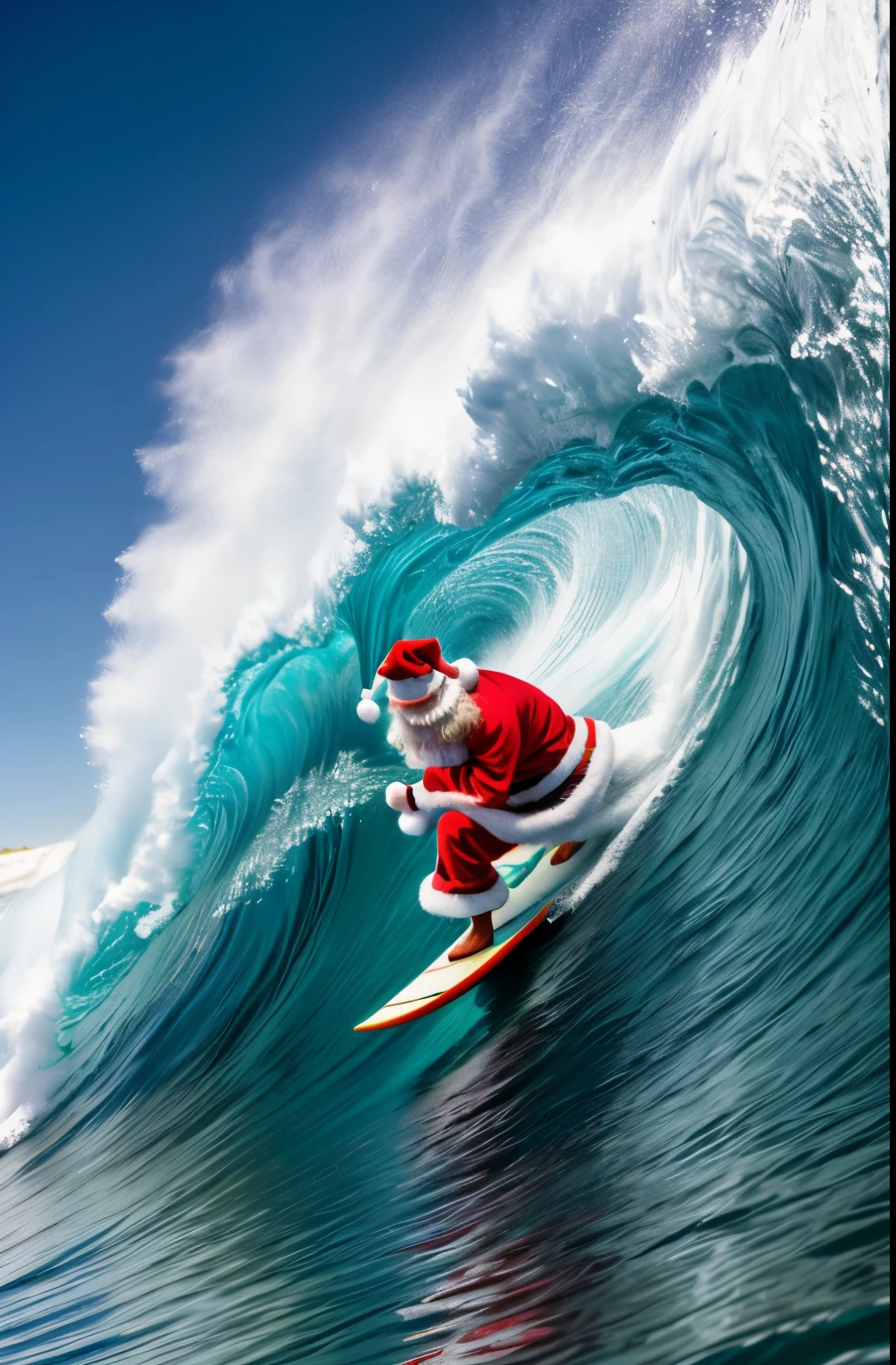 Santa Claus, surf, vague, HD, 4k