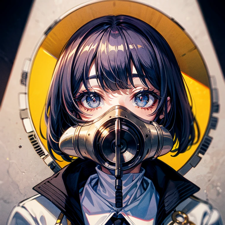 (((masterpiece)))、(((Top image quality)))、(((top-quality)))、((highly detailed unity 8kwall-paper))、(Illustration of one woman)、30-years old、(Viceroy)、Black hair bob cut、((Face covering gas mask))、Gray eyes、((Sanpaku eyes))、((Tall))、((huge tit))、((Military uniforms))、((Military Cap))、((Military coat))、(white clothes)、(White pants)、(White cap)、trench coat、((Inside the spaceship))