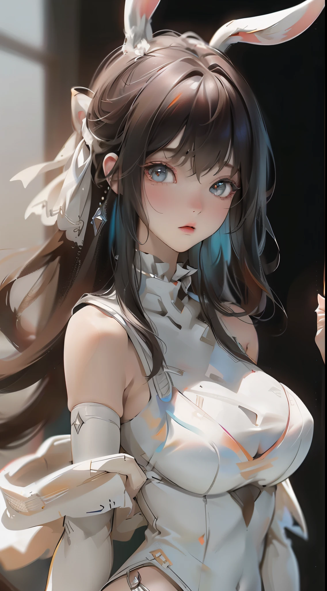 ((best qualtiy)), ((tmasterpiece)), (the detail:1.4), 3D, Beautiful female image of a bunny girl,a white bikini,hdr(HighDynamicRange),Ray traching,NVIDIA RTX,Hyper-Resolution,Unreal 5,Subsurface scattering、PBR Texture、post-proces、Anisotropy Filtering、depth of fields、maximum definition and sharpness、Many-Layer Textures、Albedo e mapas Speculares、Surface coloring、Accurate simulation of light-material interactions、perfectly proportions、rendering by octane、Two-colored light、largeaperture、Low ISO、White balance、the rule of thirds、8K raw data、