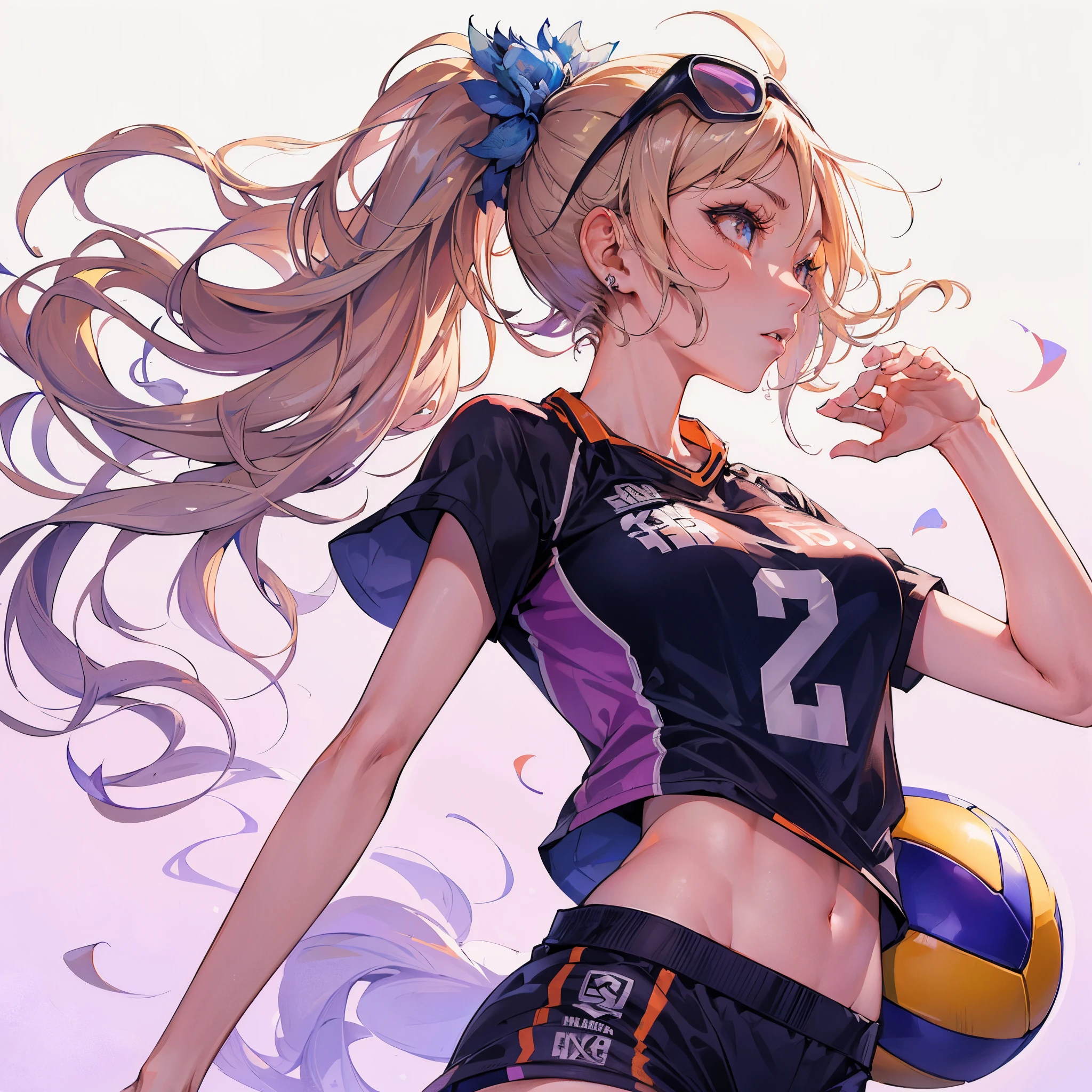 (Best Quality, masutepiece),ultra detailed photographic,1girl in, female volleyball player ,Large breasts,nice legs,ahot a ball,At the volleyball venue,Detailed beautiful face,Beautiful eyes,detailed hairs,detailed  clothes,Detailed realistic skin,Cool,Dynamic Angle,