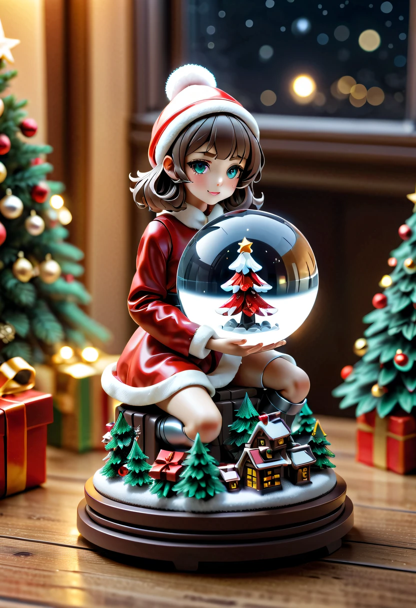 Beautiful Christmas crystal ball as a Christmas gift，Built-in micro-mecha girl