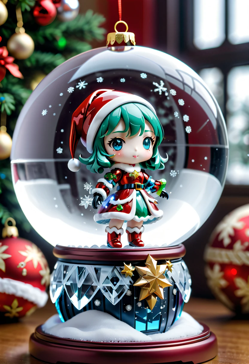Beautiful Christmas crystal ball as a Christmas gift，Built-in micro-mecha girl