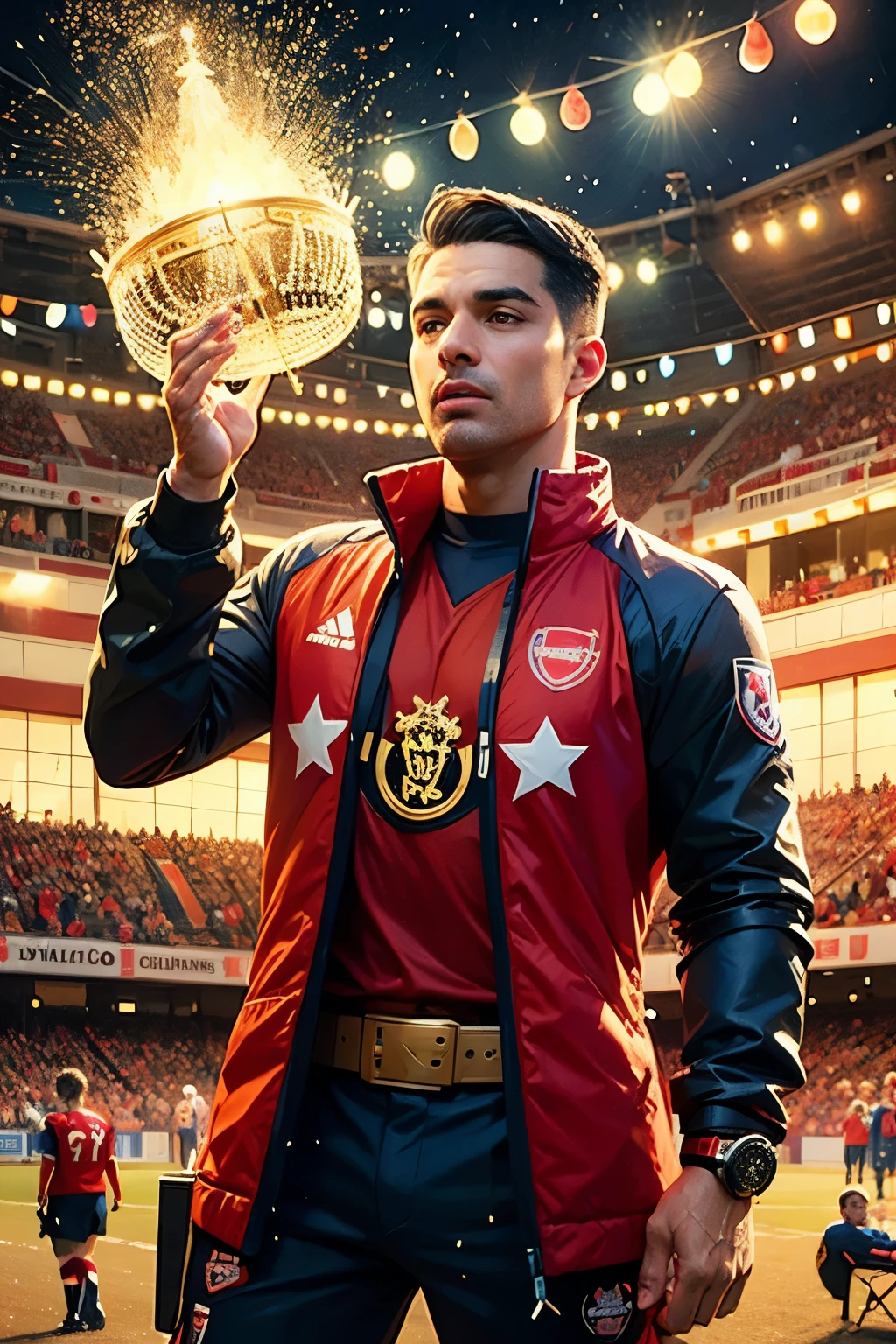 depicts the image of coach Arteta directing players, (cannon) Arsenal competes for the 2024 Premier League championship