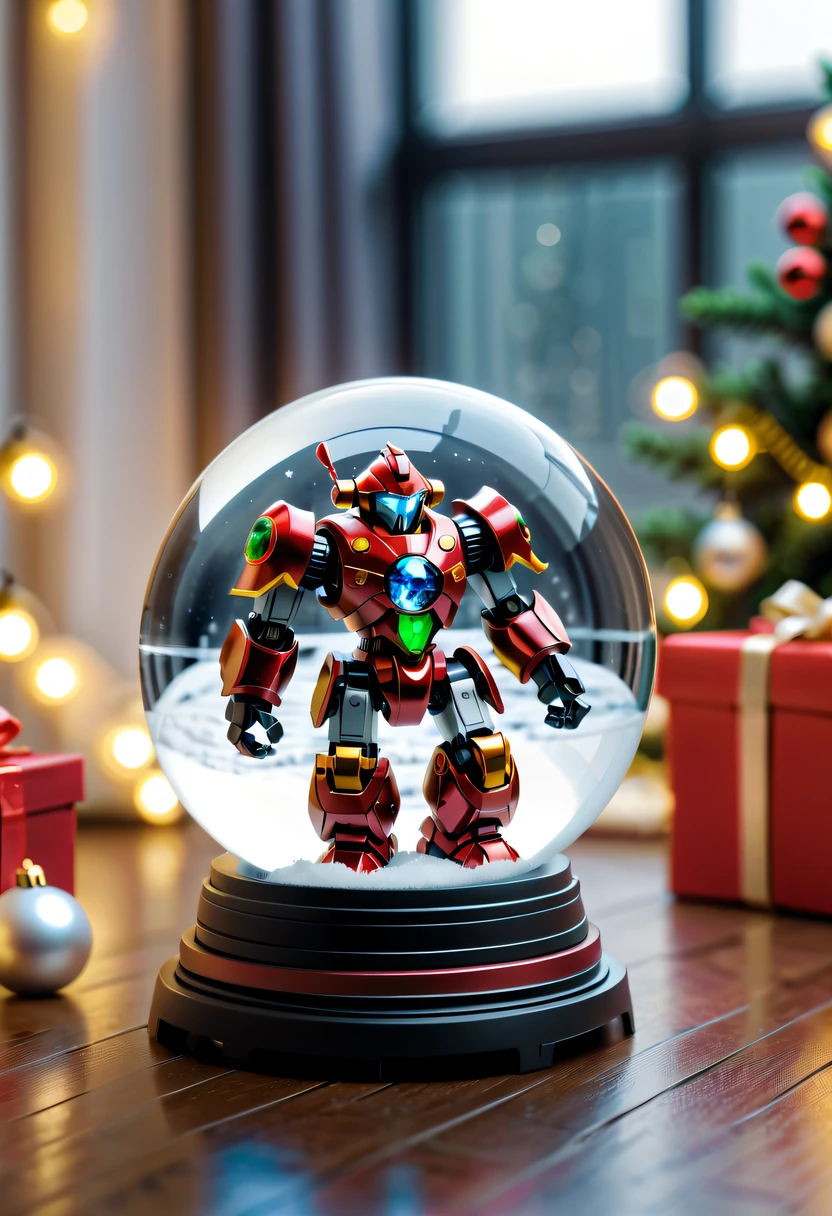 Beautiful Christmas crystal ball as a Christmas gift，Built-in micro mecha warrior