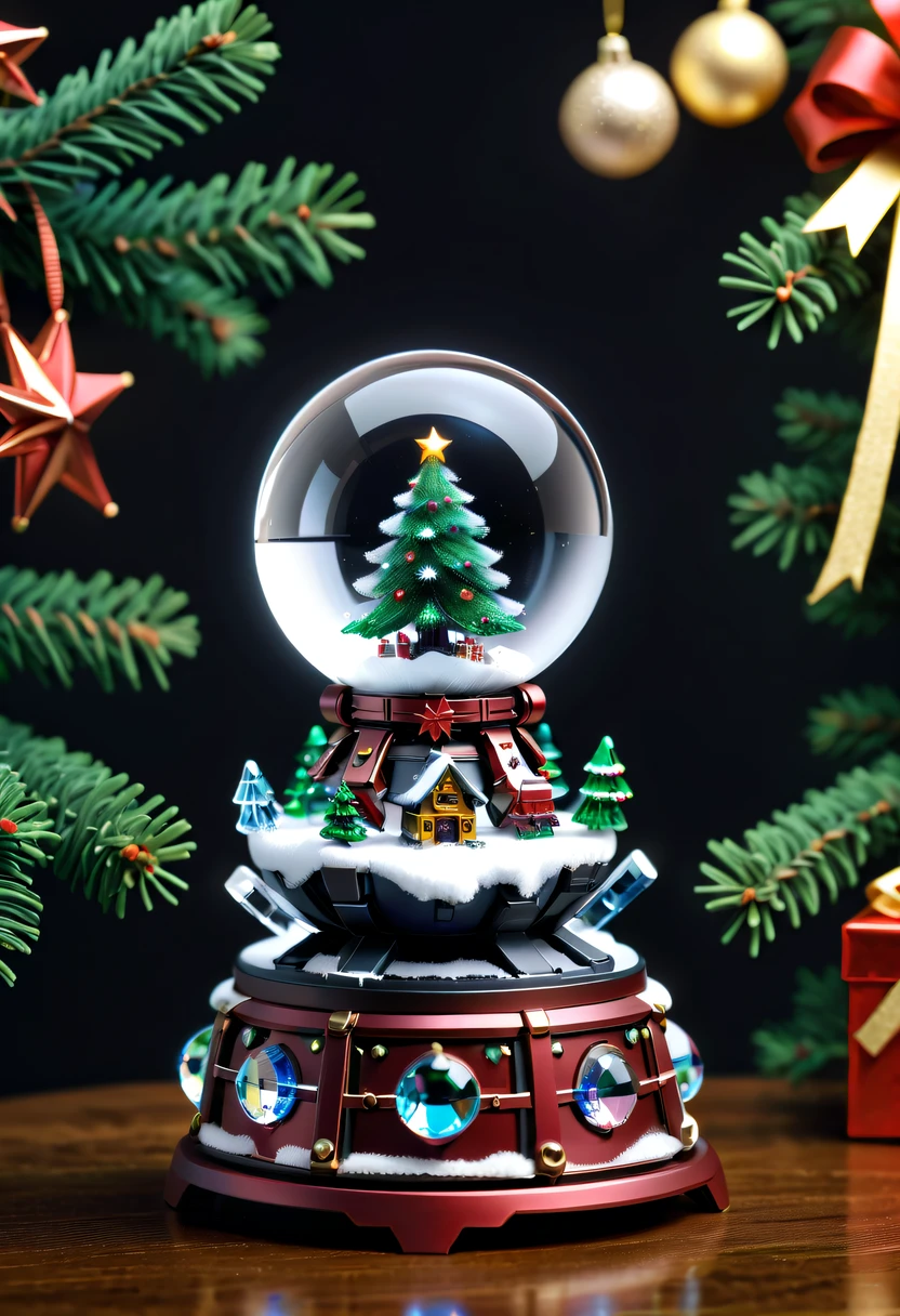 Beautiful Christmas crystal ball as a Christmas gift，Built-in micro mecha warrior
