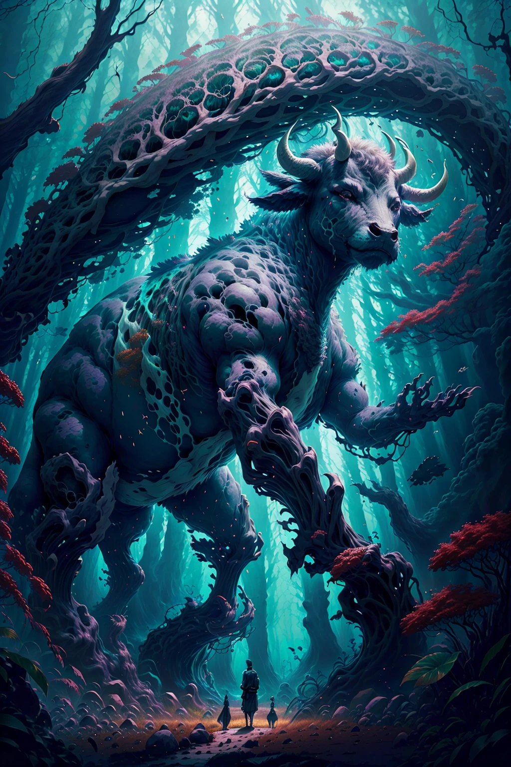 uma criatura feroz saindo da caverna