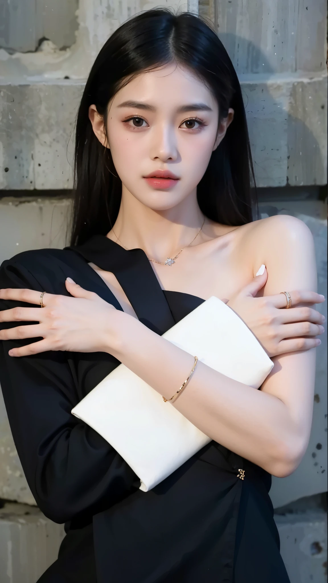 uma mulher com um vestido preto e uma bolsa branca, dilraba dilmurat, photo of a hand jewellery model, Modelo de moda feminina coreana, Xision Wu, elegant hand, pale milky white porcelain skin, gorgeous chinese model, jisoo do blackpink, pale fair skin!!, Jisoo do Blackpink, Heonhwa Choe, TaeJune Kim