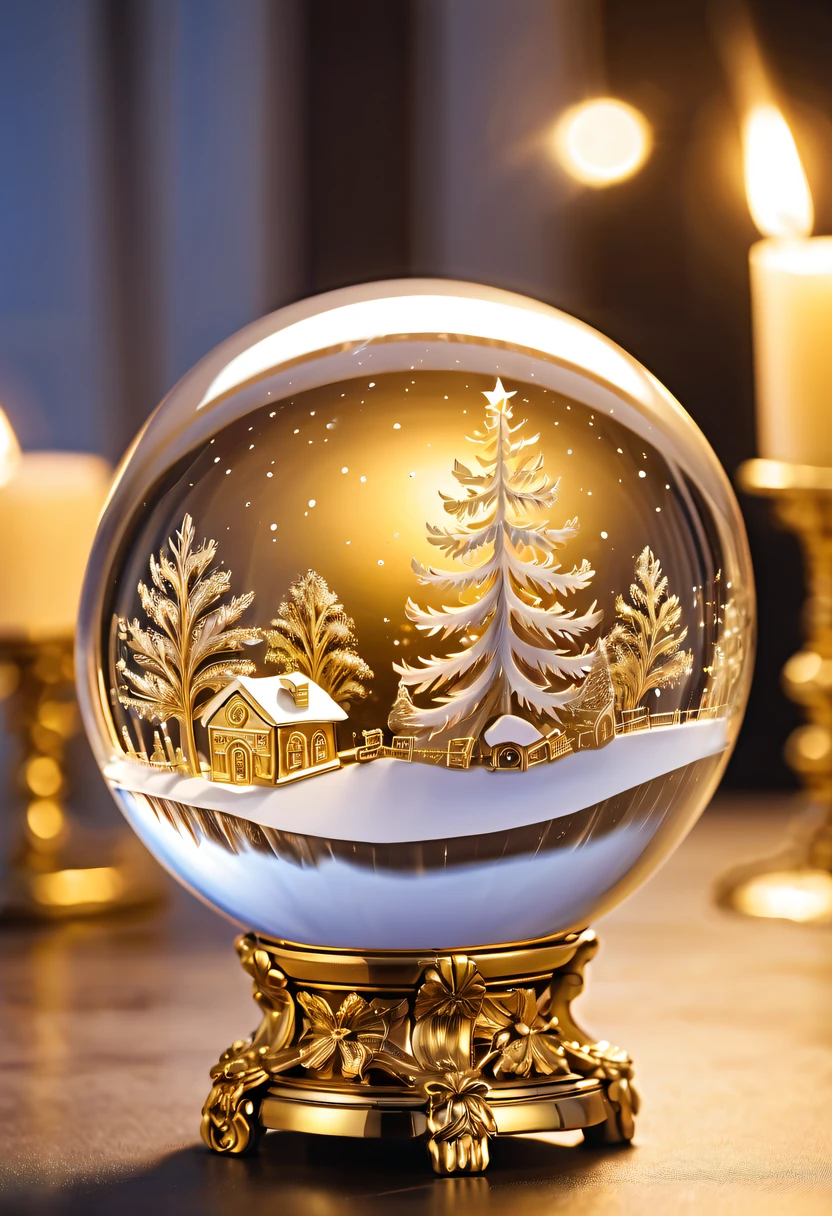 Beautiful Christmas crystal ball for Christmas gift,Meticulously carved,Gotik,radiating golden light