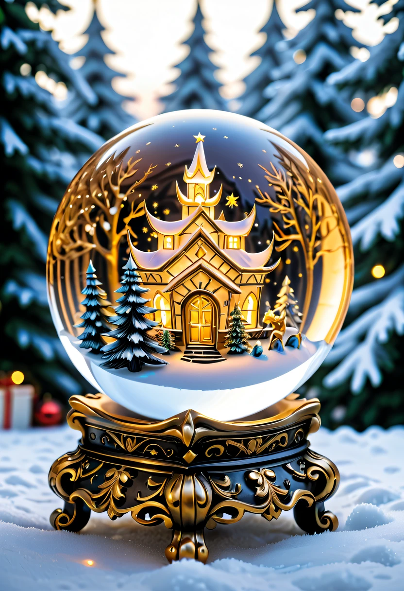 Beautiful Christmas crystal ball for Christmas gift,Meticulously carved,Gotik,radiating golden light