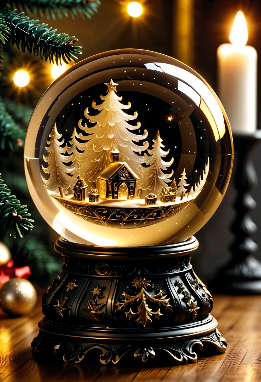 Beautiful Christmas crystal ball for Christmas gift，Meticulously carved，Gotik，radiating golden light