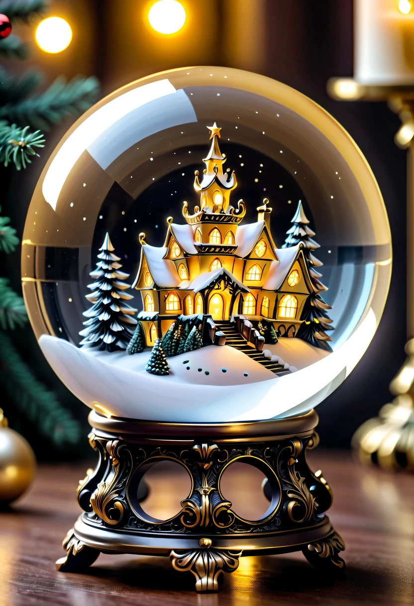 Beautiful Christmas crystal ball for Christmas gift,Meticulously carved,Gotik,radiating golden light