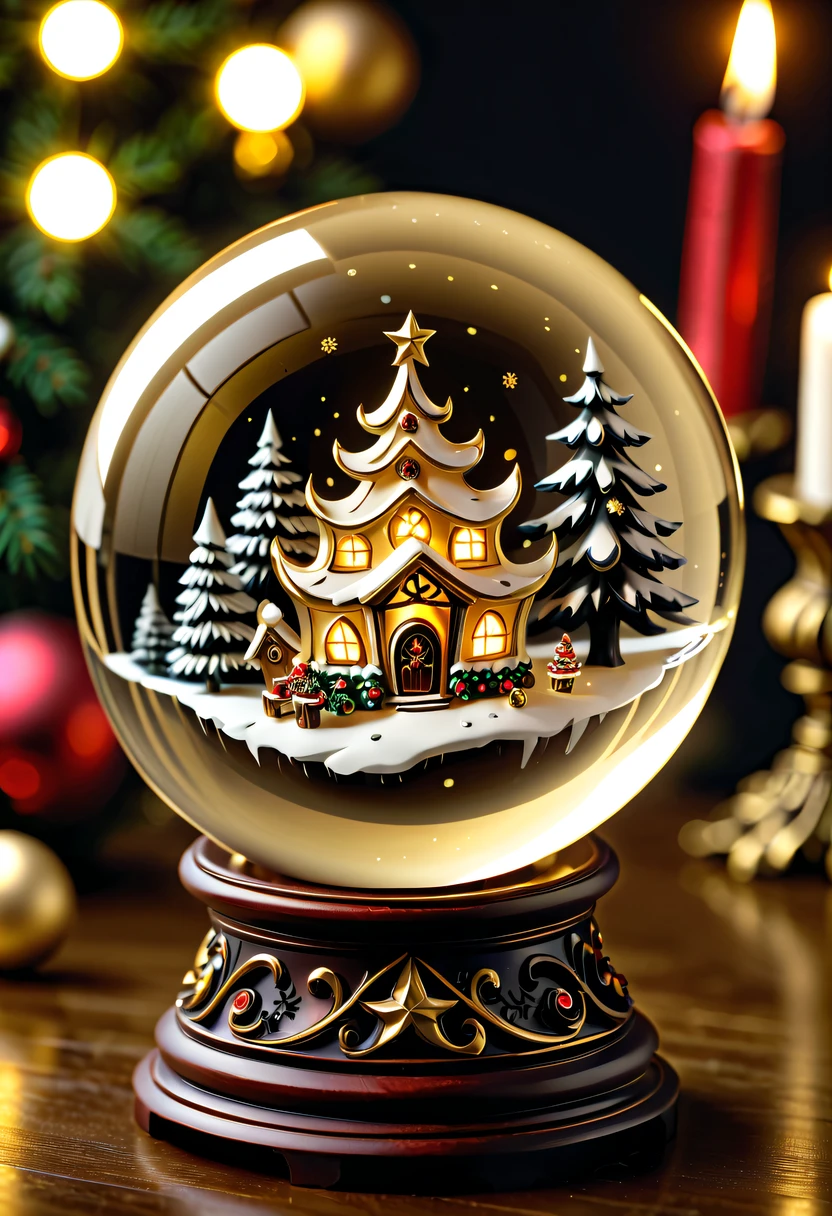 Beautiful Christmas crystal ball for Christmas gift,Meticulously carved,Gotik,radiating golden light