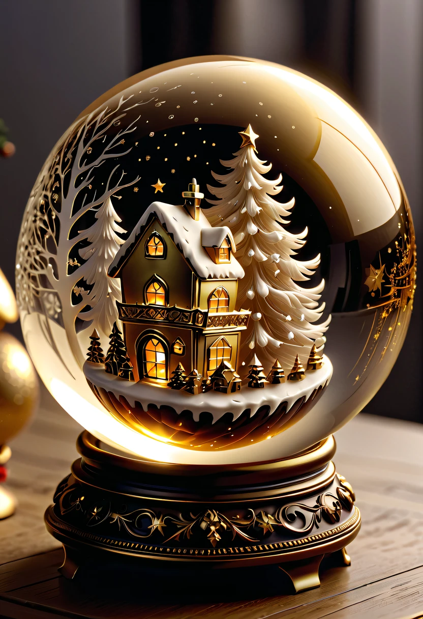 Beautiful Christmas crystal ball for Christmas gift,Meticulously carved,Gotik,radiating golden light