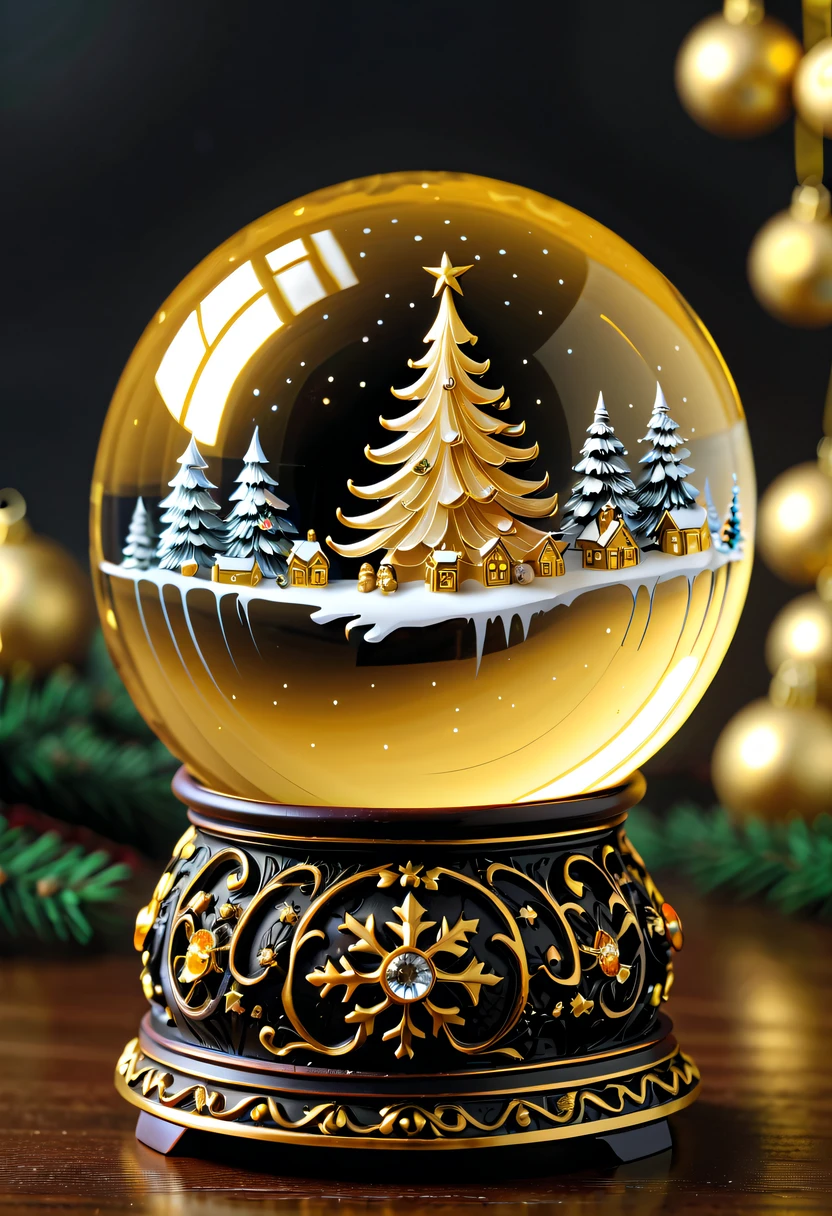 Beautiful Christmas crystal ball for Christmas gift，Meticulously carved，Gotik，radiating golden light