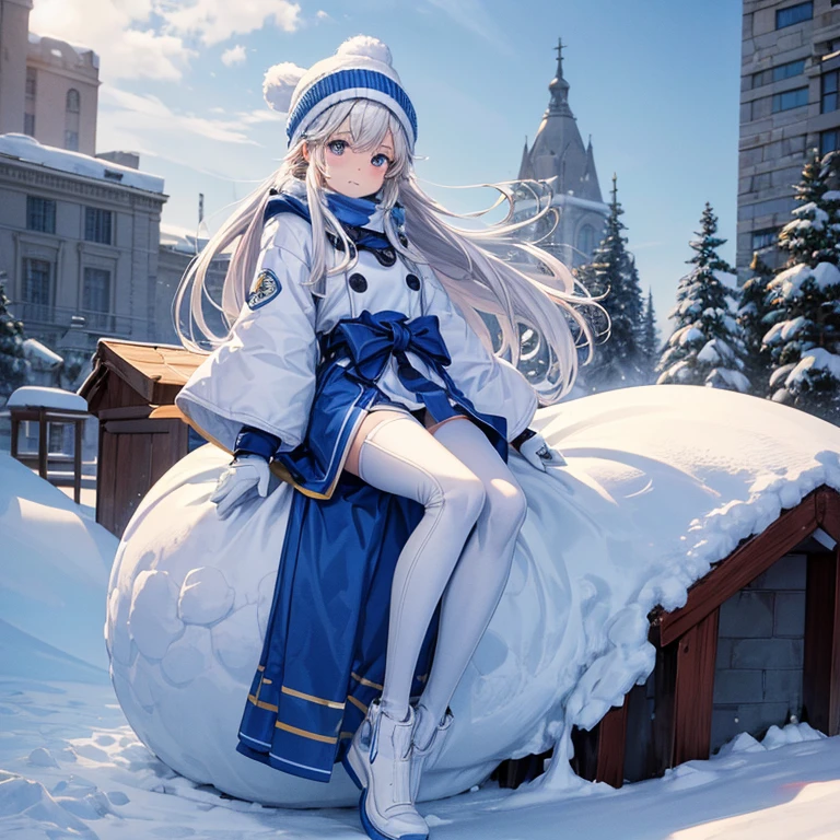 femele, inclined plane、snow board、snowboarder、lift stop、ピンクのsnow boardウェア、White knitted hat、goggles、mittens、fullllbody、best composition, (masutepiece, Best Quality, Hires, High quality, By a professional artist, ultra-detailliert, Extremely detailed, absurderes, Incredible resolution:1.2)