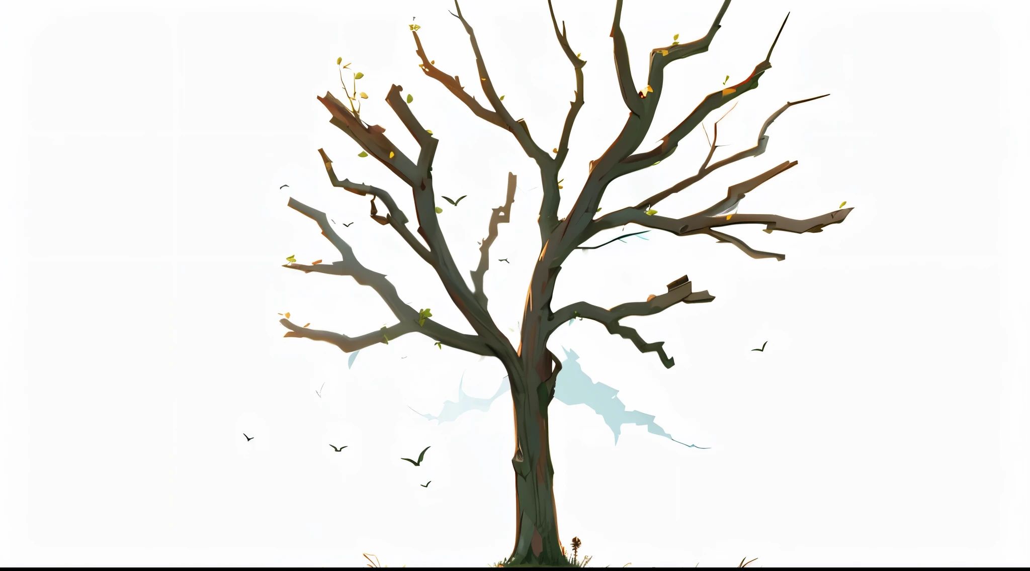 cartoon style, dead tree, tree without leafs, dry tree, detailed, high quality
