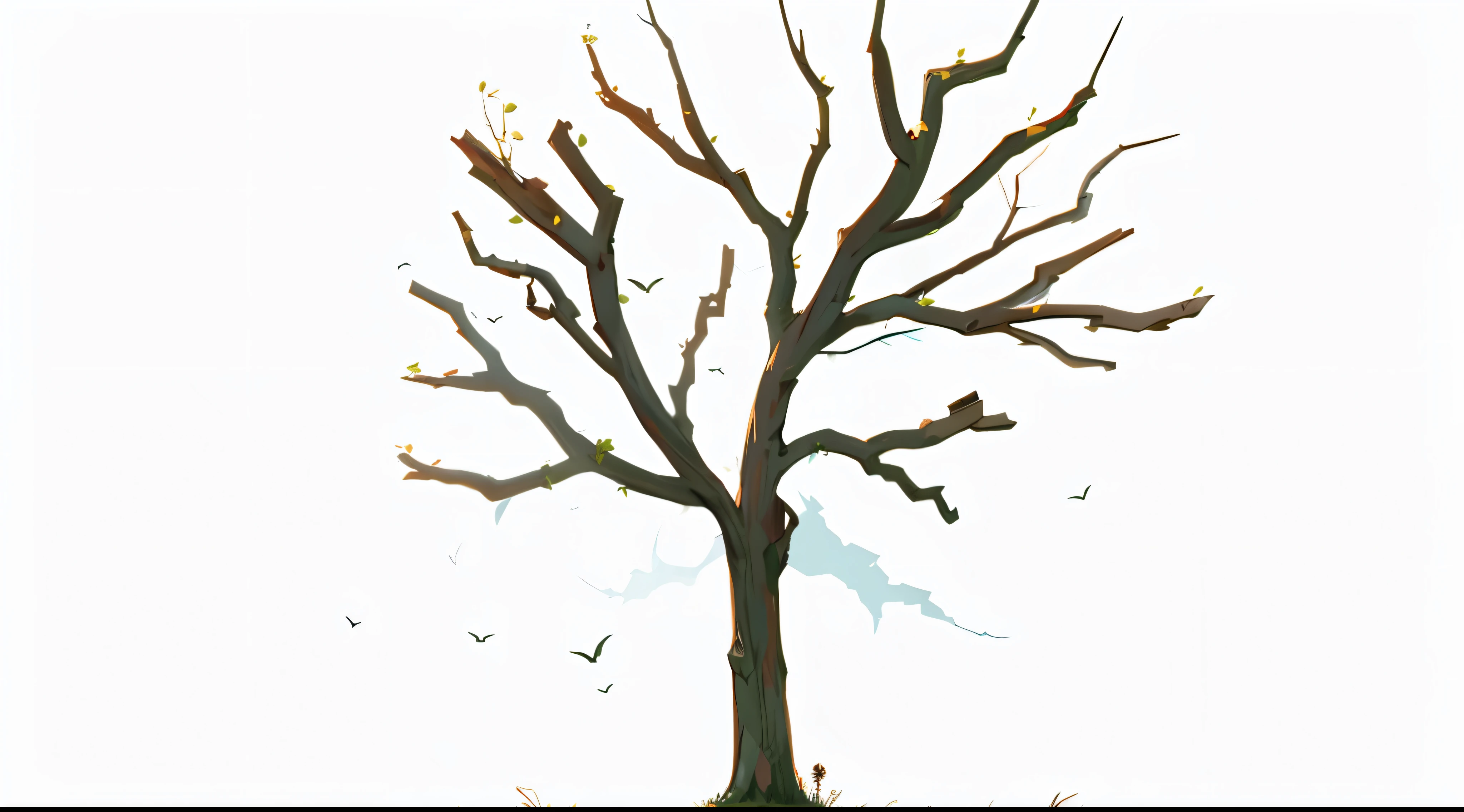 cartoon style, dead tree, tree without leafs, dry tree, detailed, high quality
