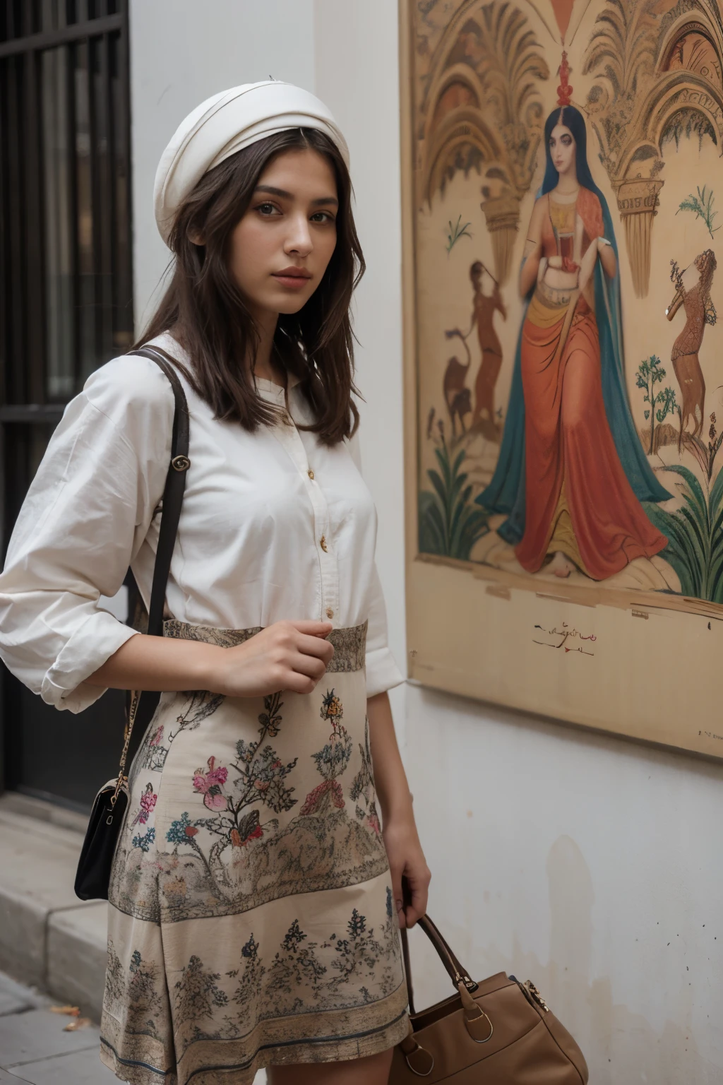 Can you design some models of bags that use Iranian mythological designs and paintings on them?