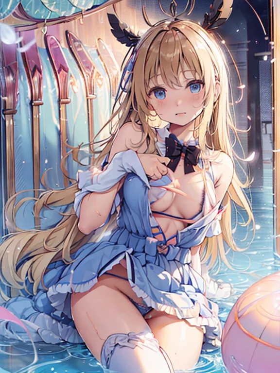 (cute little),(Blonde Wave),(shairband),(blue eyess),(12year old),(girl with),((ta)),((((全barechested))),(an legs,large,spread),(sitting on,M word),((s ass)),((anal)),(((オマンコ))),((small nipple)),(((I don't wear any underwear))),((Panties)),(peered down from below),(are small),((analが見える)),((オマンコ,anal,spread)),((both hands over,an legs,spread),(((SEX))),(((NFSW))),(Little child),(Top image quality),(an legsが綺麗),((Finger clean)),(Beautiful),(Wet),(Pee),(shairband),(barechested),