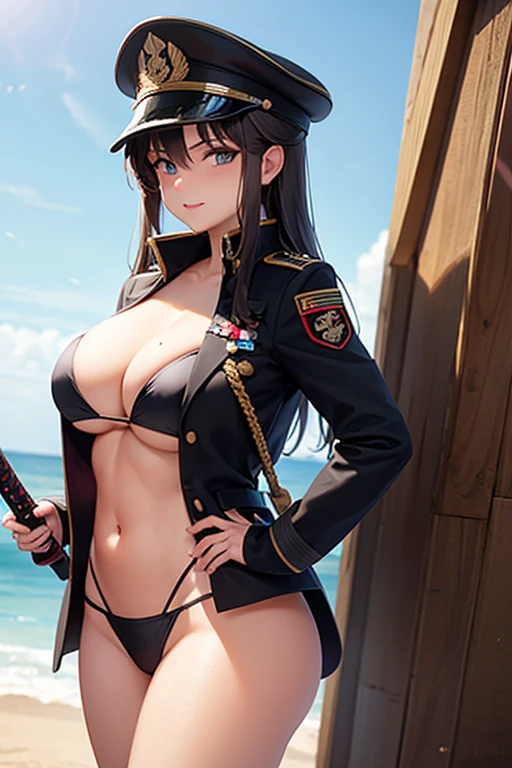Military Uniform, Katana, Bikini, Military Cap, Breast