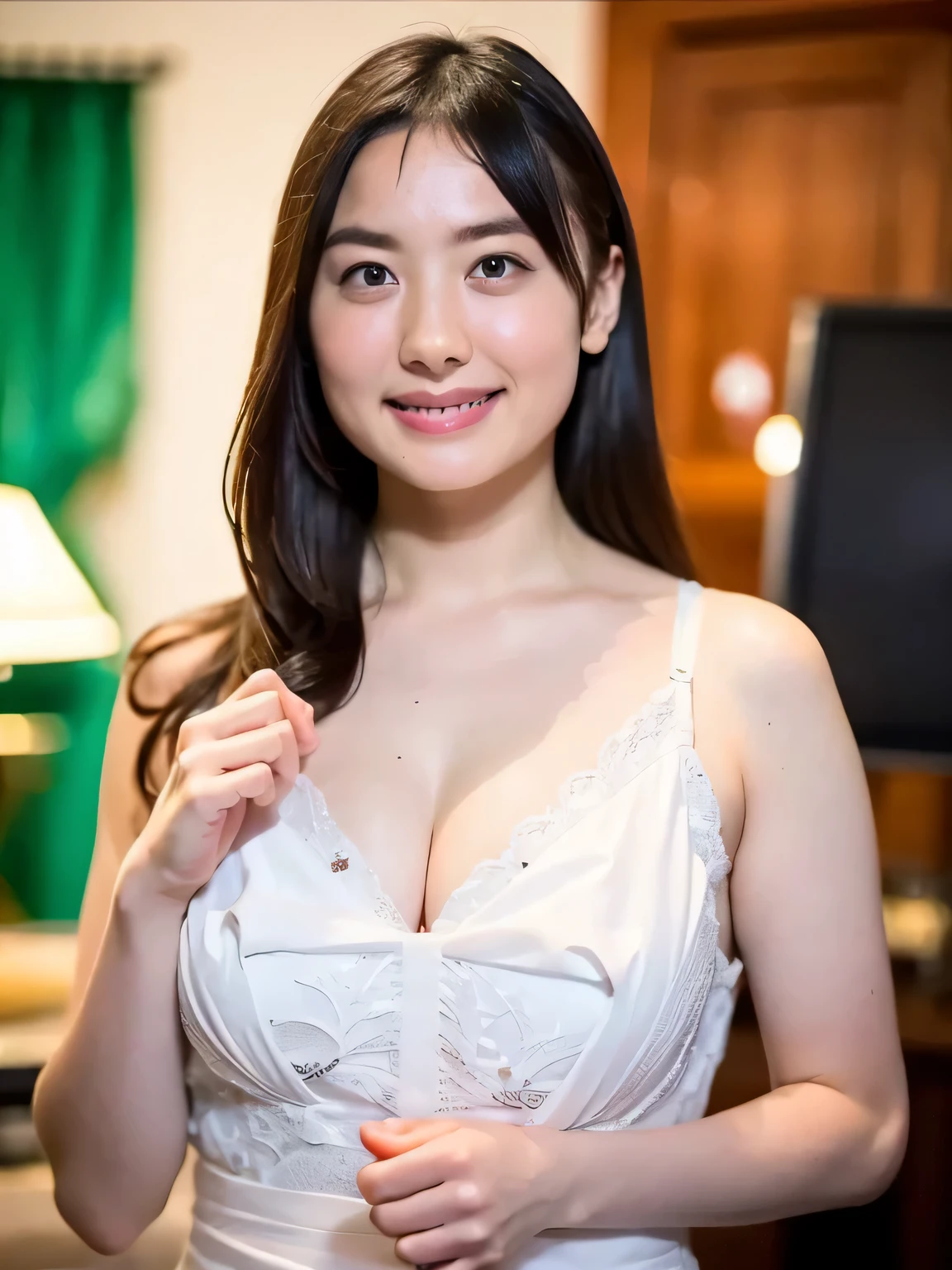(Best Quality,8K,hight resolution,masutepiece:1.2), Realistic, photoRealistic:1.37, Ultra-detailed, Soft Focus, 18year old, beautiful and detailed face, intricate illustrations, Renaissance art, Delicate artwork, kitchin, kitchin apron, beautiful Girl, Provocative lingerie, Gently drip milk onto your breasts through your bra and panties。, Vibrant colors, Studio Lighting