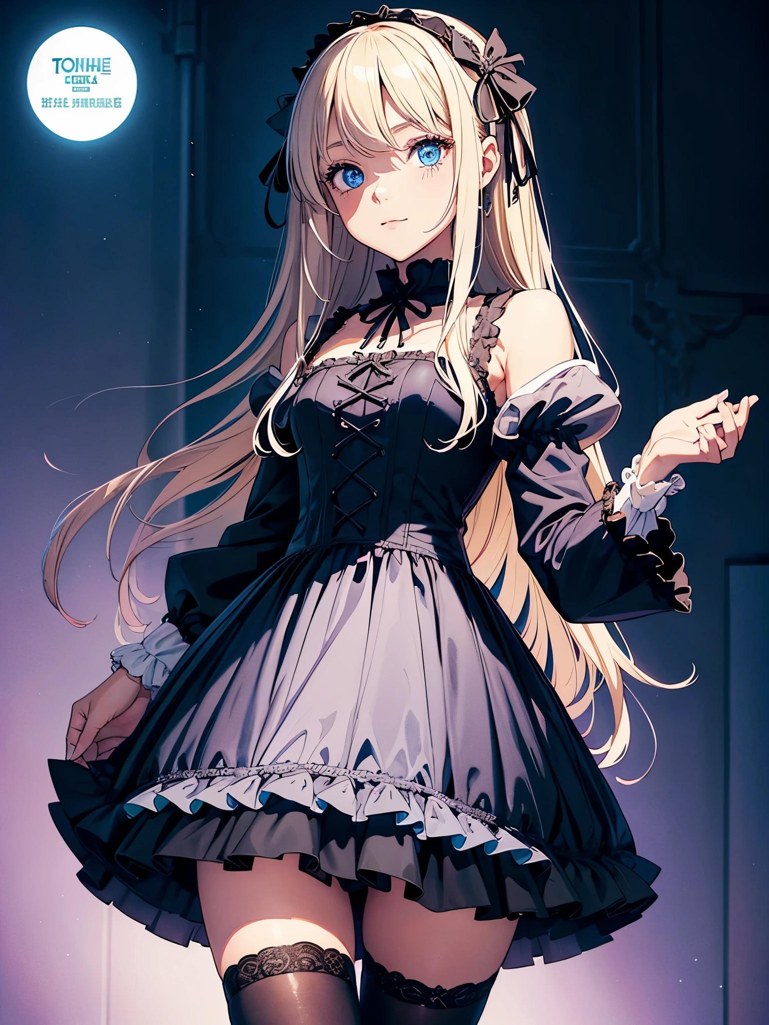 (Superflat, Flat Shading, flat-colors:1.1)、(Magazine Cover)、Illustrations、one very beautiful european girl、14years、platinum-blonde-hair、intense blue eyes、Strong highlights of the eyes、Pretty face、smiling for the camera、Perfect ???????、((babydoll、gothic lolita costume、a miniskirt))、Beautiful thighs、Farbe々Pose、luxury drawing room background、sideshot、Volumetric lighting、Soft light、Bright、neons、鮮やかなFarbe彩、watercolor paiting、