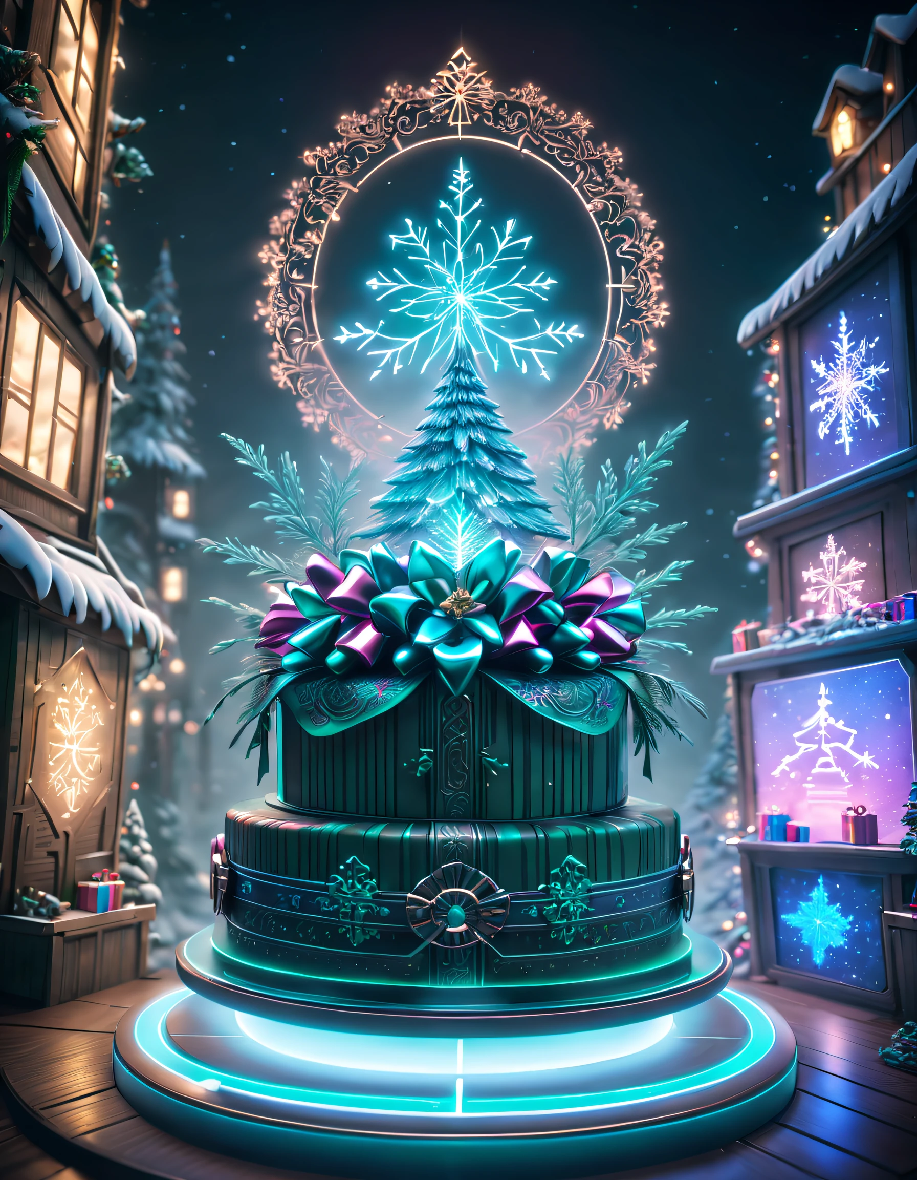 (((1件传统和未来融合的Christmas gifts))),(cyberpunk gifts),(Christmas gifts、glowing gift)、Gifts in the cyberpunk room、(future gift、The future of packaging)、Gifts in neon room、gift with luminous pattern、Cyberpunk style gift packaging、future gift、Christmas gifts,(未来和传统的Christmas gifts元素无缝融合,Seamless blend of old and new),NOhumaniligrees的细节,elegant and charming,The is very detailed,unreal-engine,Render by Octane,computer graphics image processing,natural,Clear public areailigrees,Smoothness,gentlesoftlighting,(concept-art,hyper HD,art station antasyart,An epic sight,Intricate patterns,Complicated details,超filigrees的绘画,physically-based renderingt,Extremely detailed description,professional,hyper realisitc,beyond human imagination,spectacular lighting,Art site is popular,unreal-engine,Global,Best quality at best,8K,A high resolution,tmasterpiece,ultra - detailed,realistically,1.Realism increased by 4 times)