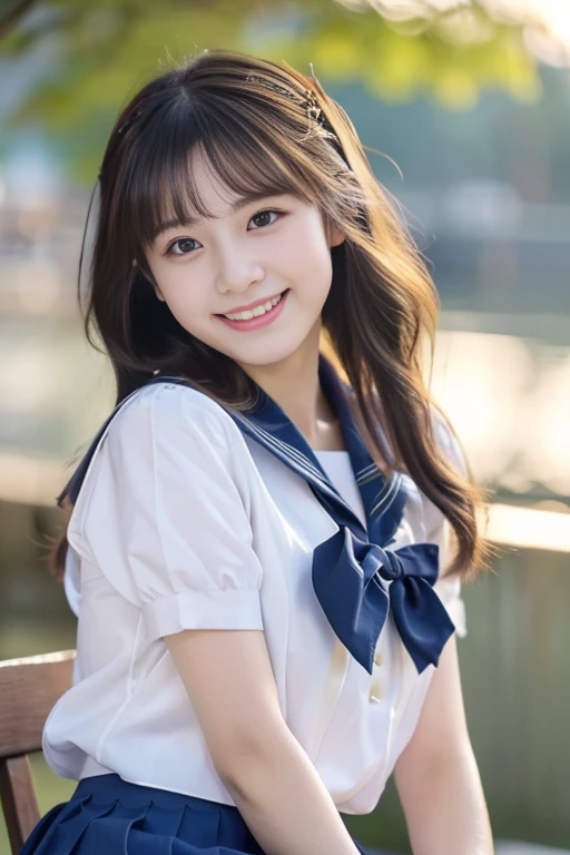 ((masterpiece))), (Two beautiful Japan girls, classmates, Innocence,kawaii),(bobhair,poneyTail,A dark-haired :1.4 ,超hight resolution, Realistic, ultra-detailliert, 8K,top-quality, Extremely detailed, Detailed background,A slender,very beautiful japanese girl, Detailed face:1.3), (a baby face,kawaii系,adorable girl),(Best Quality,Photorealistic,hight resolution),Beautiful detailed eyes,Beautiful detailed lips,Smiling,Cute and innocent look, Joyful,excited,clew,cosy atmosphere,magical moments,,memories that make you happy,cherish sisterhood,love and laughter,kawaiiセーラー服、Sailor suit with short sleeves、Navy blue skirt、Pure white、Beautiful skin、Shiny hair and moist eyebrows、Colors and landscapes of youth、Premonition of love、A slender、embarrassed grin、Attend school、morning,