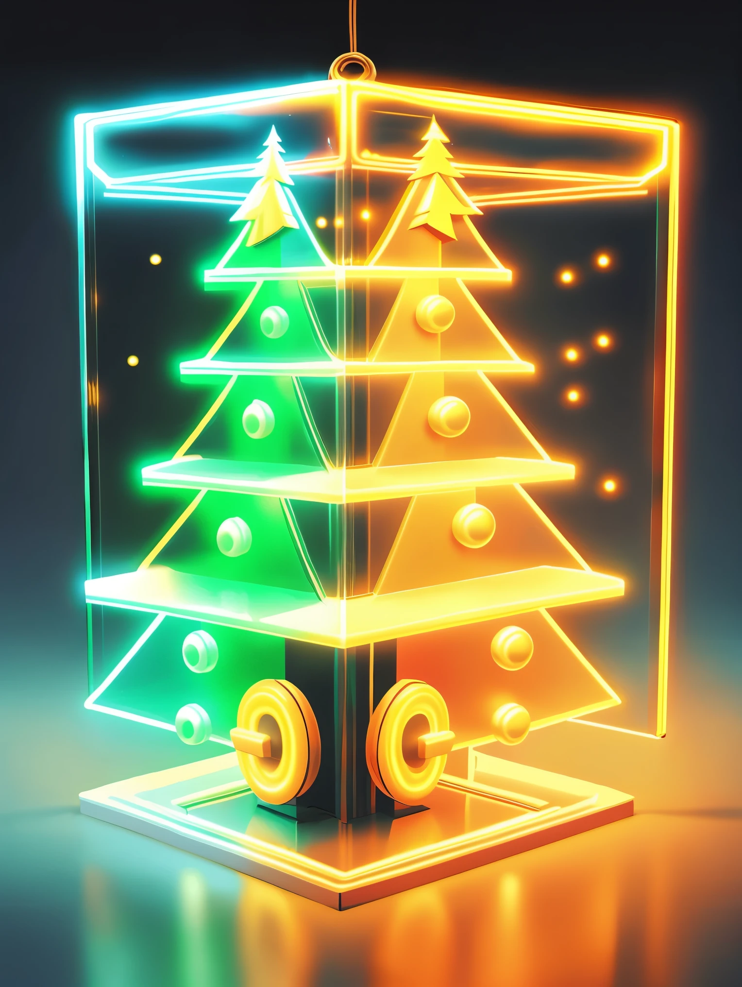 1 piece transparent glowing cute Christmas gift，Colorful transparent luminous plastic，Christmas decorations，Product design，luminous neon lights，Christmas background，hyper realisitc，hyper HD，high detal，Best quality at best，8K