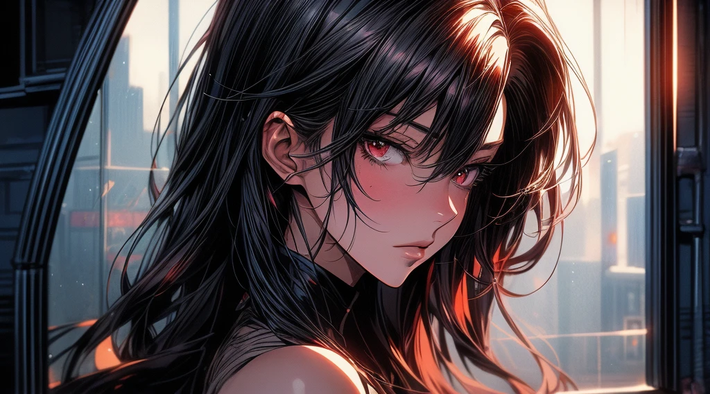 a close up of a woman with a broken glass window, artwork in the style of guweiz, detailed digital anime art, clean detailed anime art, guweiz, detailed anime artwork, broken mirror, digital anime art, detailed anime art, stunning anime face portrait, trending anime art, inspired by Yanjun Cheng, trending anime artwork, guweiz masterpiece