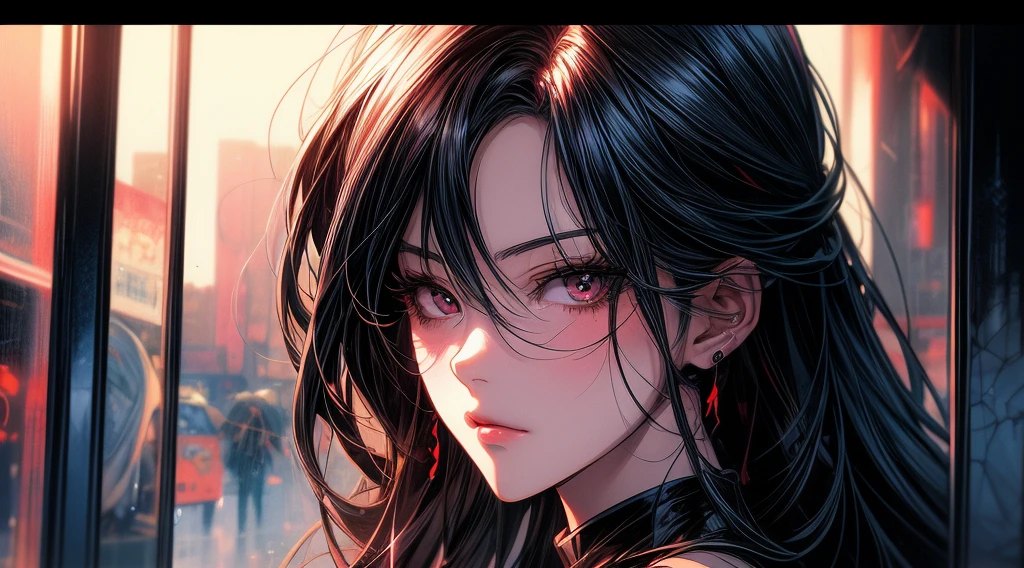 a close up of a woman with a broken glass window, artwork in the style of guweiz, detailed digital anime art, clean detailed anime art, guweiz, detailed anime artwork, broken mirror, digital anime art, detailed anime art, stunning anime face portrait, trending anime art, inspired by Yanjun Cheng, trending anime artwork, guweiz masterpiece