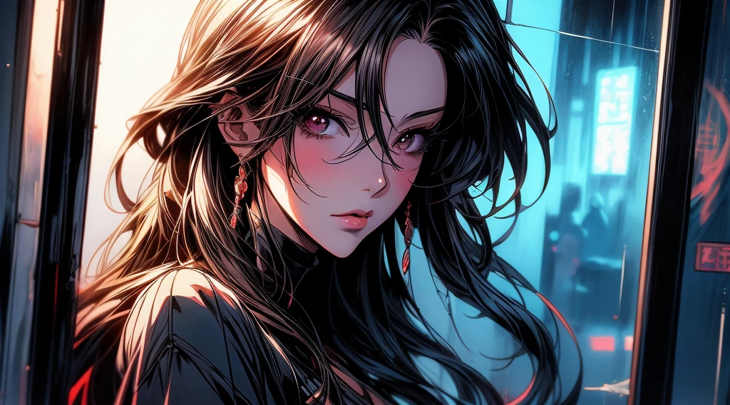 a close up of a woman with a broken glass window, artwork in the style of guweiz, detailed digital anime art, clean detailed anime art, guweiz, detailed anime artwork, broken mirror, digital anime art, detailed anime art, stunning anime face portrait, trending anime art, inspired by Yanjun Cheng, trending anime artwork, guweiz masterpiece