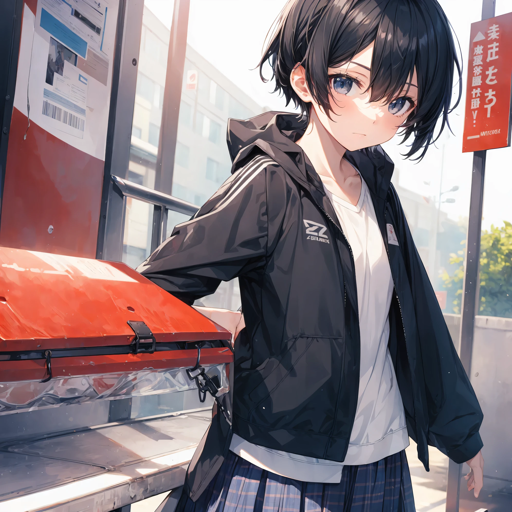 Super high quality by the art god, Ultra-detailed, High resolution, Shinkai Makoto style, anime moe art style, best anime 8K konachan wallpaper, Pixiv Contest Winner, Perfect Anatomy, BREAK,(Please draw a sleepy girl going to school alone.. ),BREAK, a hyperrealistic schoolgirl, (Solo,Lori,,13yea:1.3),Full limbs, complete fingers,a junior gynous attraction, (Very short hair), hair messy, flat chest, Small butt, groin, Small eyes,Beautiful detailed black eyes, Well-proportioned iris and pupils, disgusted eye, High resolution detailed hair, School uniform, Skirt, On the way to school. BREAK,Ultra-detailed細なスキン, Best lighting by famous artists, 8K, Illustration,