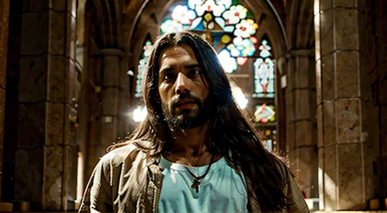 Por favor, create a representation of Jesus Christ in high definition, inspired by his biblical figure and respecting religious sensitivity. A imagem deve transmitir serenidade, COMPASSION AND RESPECT.