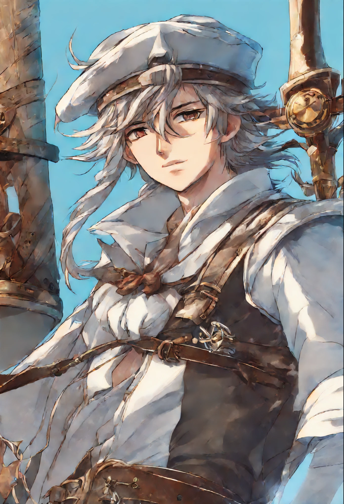 Anime character, style anime "frozen", Anime characterrozen ", Anime Character Face Type " frozen", style anime, Close-up of a person (a pirate) , Король a pirateов, Masamune shiro, a pirateский капитан, key anime art, shigenori soejima illustration, по мотивам Freezing, fantasy seinen manga, Freezing: First Chronicle (Freezing ファーストクロニクル), Freezing Pair Love Stories, Kwang-Hyun Kim, Okumura Masanobu, detailed key anime art, Masamune, shirow Masamune, a pirate класса Swashbuckler, a pirate, Портрет a pirateа