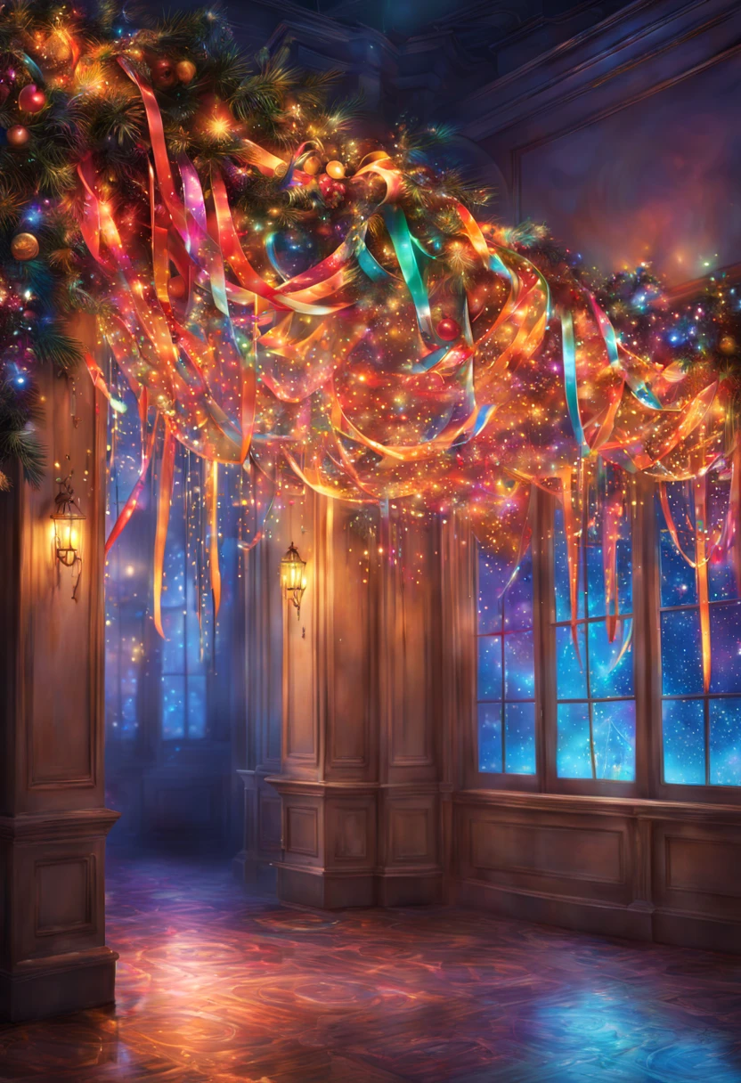 (best quality, highres, masterpiece:1.2), ultra-detailed, (realistic, photorealistic, photo-realistic:1.37), blacklight art, glowing, vibrant colors, mysterious atmosphere, glowing ribbons, detailed wrapping , festive decorations, shiny bows, sparkling ornaments, magical glow, mesmerizing patterns, hidden surprises, stunning visual effects, otherworldly, surreal, unique, enchanting, intricate details, captivating, eye-catching, immersive, artful composition, dynamic perspective, perspective distortion, striking contrasts, dramatic lighting, magical ambiance, fantasy elements, festive spirit, joyful, celebratory, delightful surprise, anticipation, excitement, moment of wonder, holiday cheer