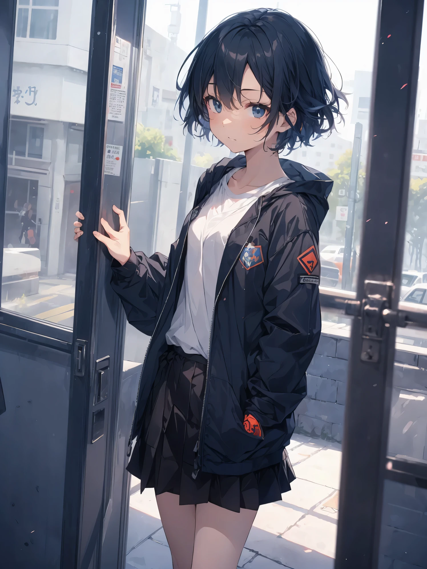 Super high quality by the art god, Ultra-detailed, High resolution, Gwise Style, anime moe art style, best anime 8K konachan wallpaper, Pixiv Contest Winner, Perfect Anatomy, BREAK,(Please draw a sleepy girl going to school alone.. ),BREAK, a hyperrealistic schoolgirl, (Solo,Lori,,13yea:1.3),Full limbs, complete fingers,a junior gynous attraction, (Very short hair), hair messy, flat chest, Small butt, groin, Small eyes,Beautiful detailed black eyes, Well-proportioned iris and pupils, disgusted eye, High resolution detailed hair, School uniform, Skirt, From  above, On the way to school. BREAK,Ultra-detailed細なスキン, Best lighting by famous artists, 8K,Cute illustration.