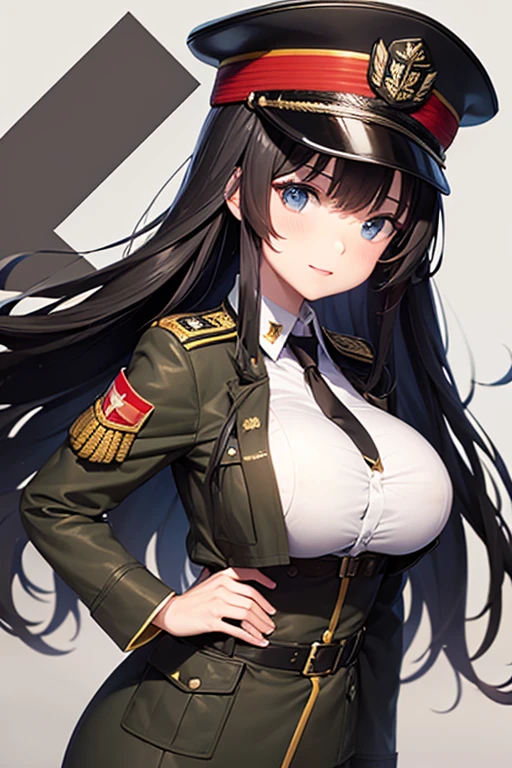 top quality、high resolution、standing pictures、a beautiful girl、woman、College black clothes with school cap、Glossy and fine gray hair、Decorative luxury black military uniform、Poker face、no feeling、elegant、Gorgeous、elegant、a sexy、nice,Pregnant, huge breasts