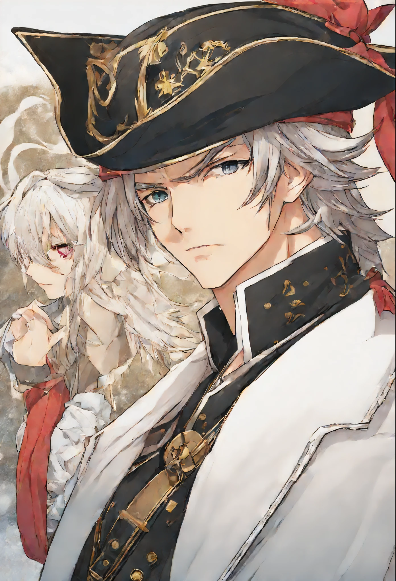 Anime character, style anime "frozen", Anime characterrozen ", Anime Character Face Type " frozen", style anime, Close-up of a person (a pirate) , Король a pirateов, Masamune shiro, a pirateский капитан, key anime art, shigenori soejima illustration, по мотивам Freezing, fantasy seinen manga, Freezing: First Chronicle (Freezing　ファーストクロニクル), Freezing Pair Love Stories, Kwang-Hyun Kim, Okumura Masanobu, detailed key anime art, Masamune, shirow Masamune, a pirate класса Swashbuckler, a pirate, Портрет a pirateа