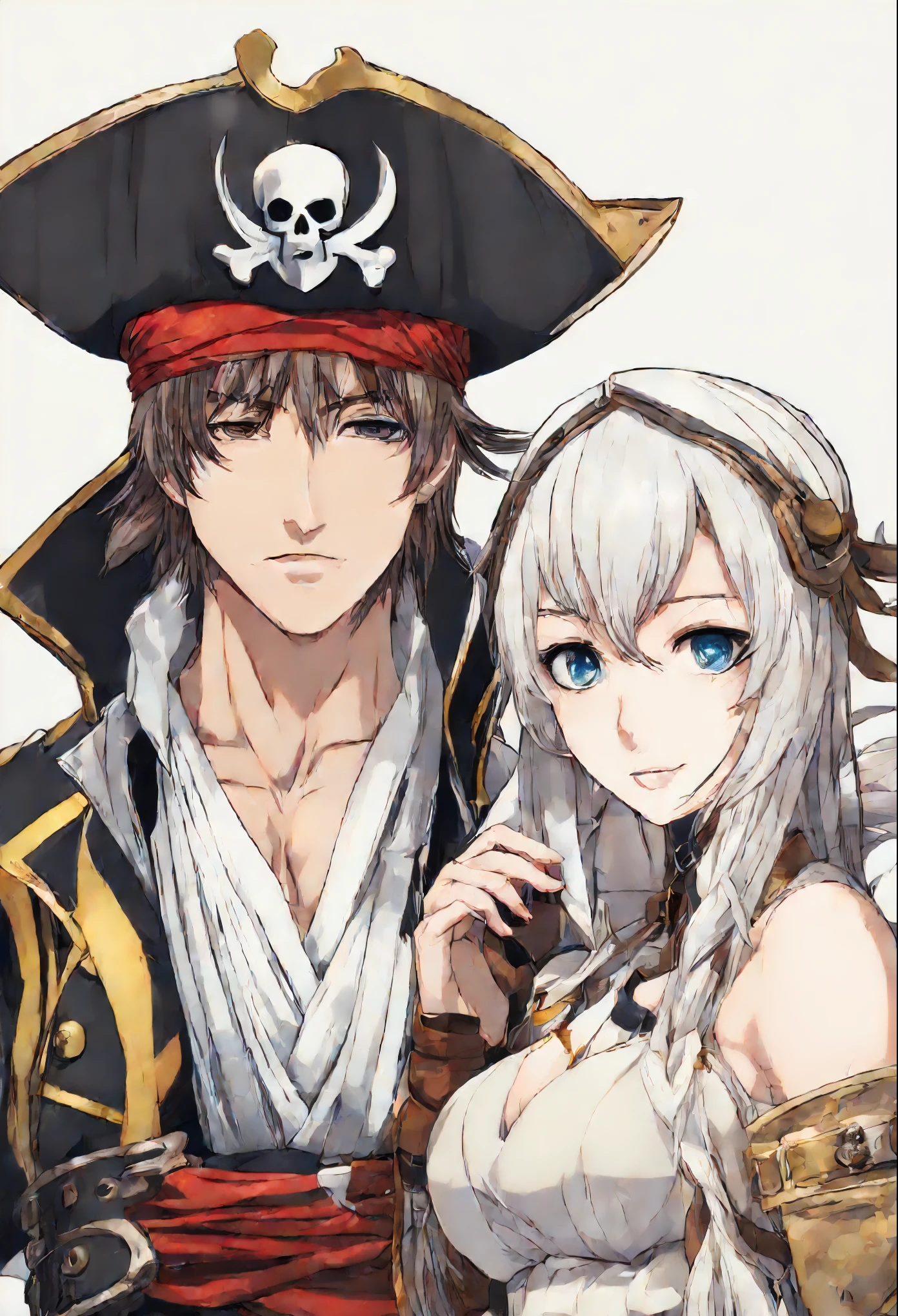 Anime character, style anime "frozen", Anime characterrozen ", Anime Character Face Type " frozen", style anime, Close-up of a person (a pirate) , Король a pirateов, Masamune shiro, a pirateский капитан, key anime art, shigenori soejima illustration, по мотивам Freezing, fantasy seinen manga, Freezing: First Chronicle (Freezing　ファーストクロニクル), Freezing Pair Love Stories, Kwang-Hyun Kim, Okumura Masanobu, detailed key anime art, Masamune, shirow Masamune, a pirate класса Swashbuckler, a pirate, Портрет a pirateа