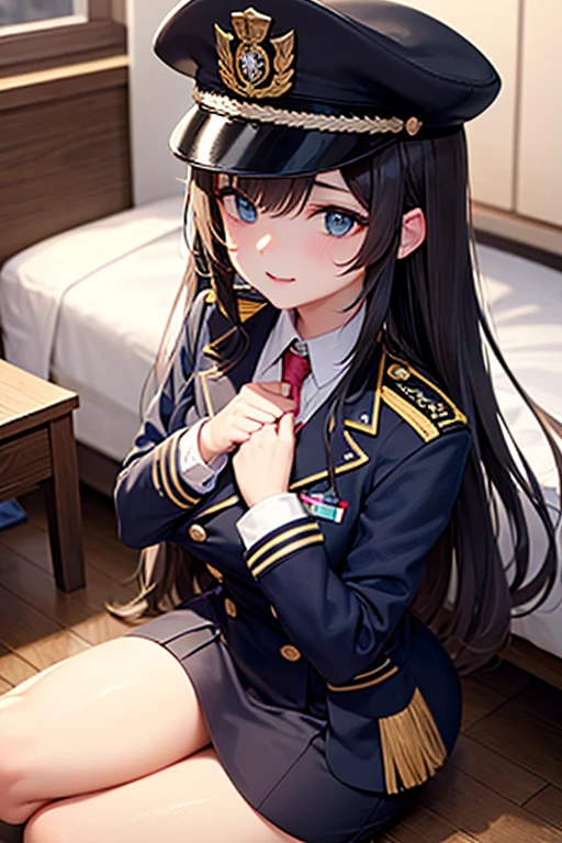 Military Uniform, Long Black Hair, Breast, Military Cap