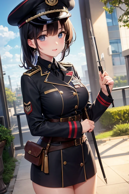 Military Uniform, Black Hair, Breast, Military Cap, Sword